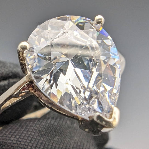 Vintage Jewellery 水滴氧化鋯純銀戒指